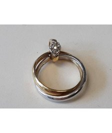 PENDENTIF OR 18K DOUBLE BAGUE DIAMANT 2.50GR