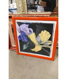 CADRE ORANGE - FLEURS COULEURS 