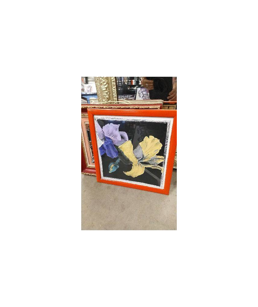 CADRE ORANGE - FLEURS COULEURS 
