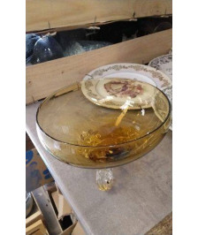 VIDE POCHE SUR PIED - VERRE JAUNE
