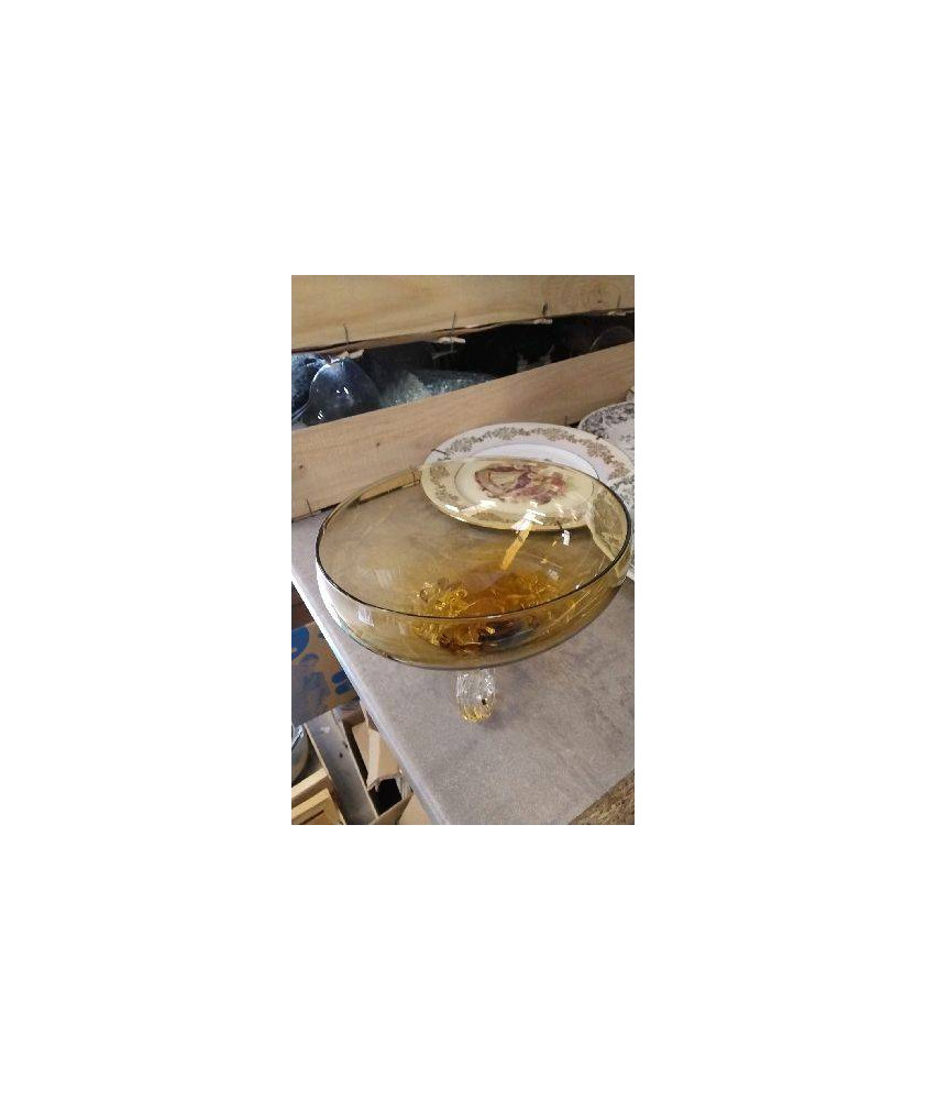 VIDE POCHE SUR PIED - VERRE JAUNE