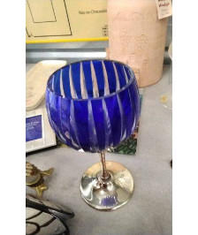 DECO VERRE BOUGEOIR BLEU