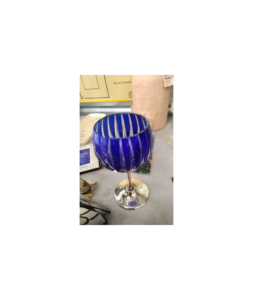 DECO VERRE BOUGEOIR BLEU