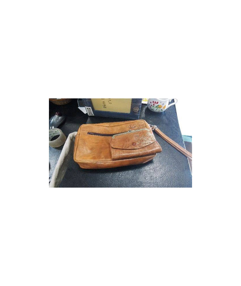 POCHETTE CUIR + PORTE MONNAIE 