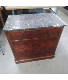 COMMODE 4 TIROIRS DESSUS MARBRE GRIS