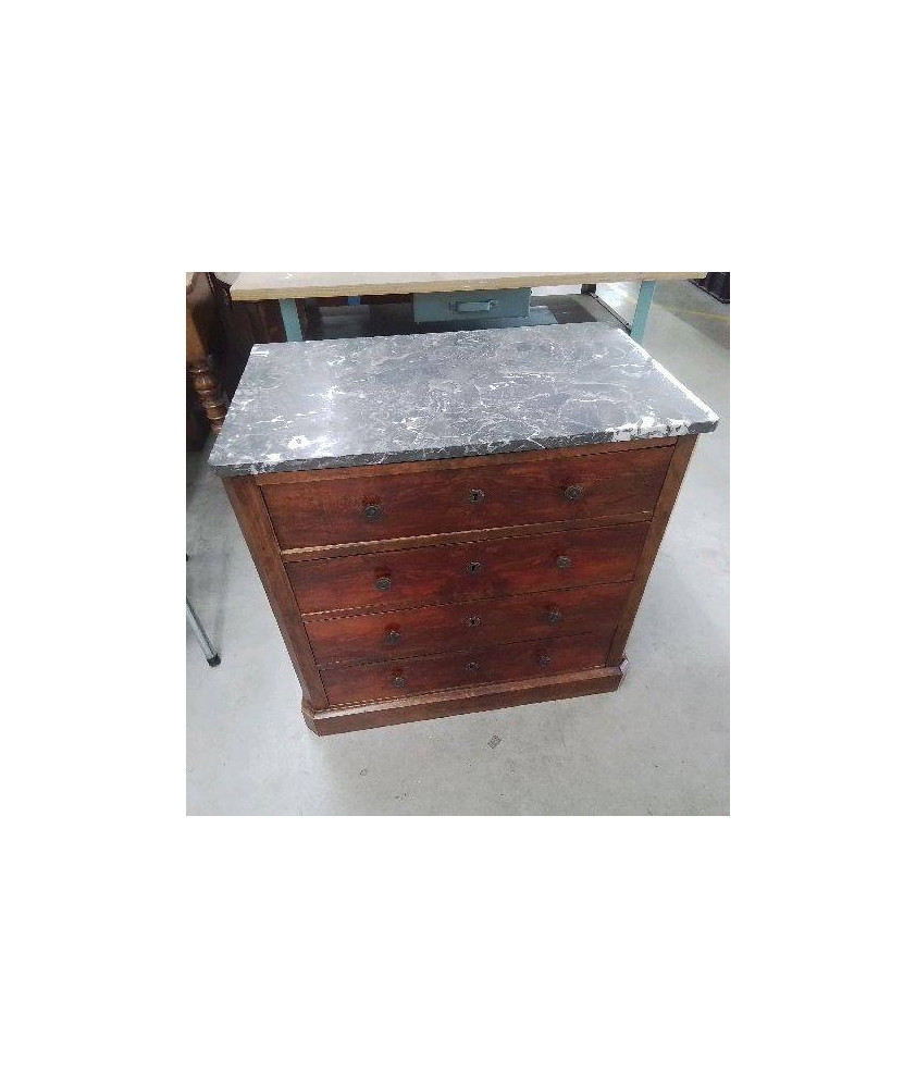 COMMODE 4 TIROIRS DESSUS MARBRE GRIS