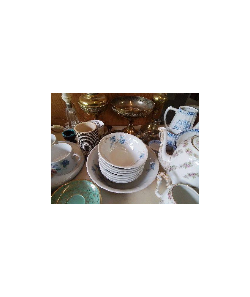 SERVICE À DESSERT MOTIF FLORAL BLEU 