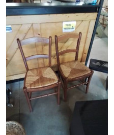 PAIRE DE CHAISES BOIS PAILLÉ DOSSIER 2 BARREAUX 