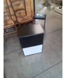 CHEVET BOIS NOIR WENGE 1 PORTE BOIS BLANC 1 NICHE 