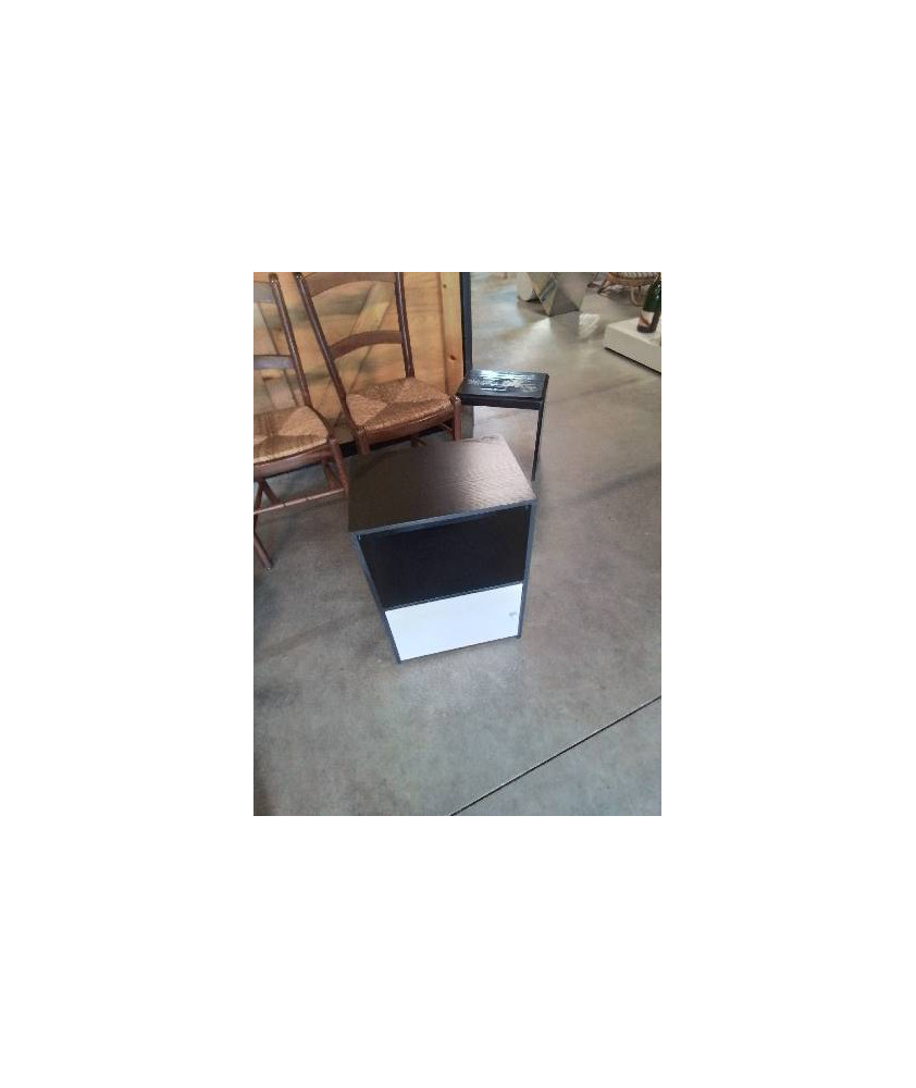 CHEVET BOIS NOIR WENGE 1 PORTE BOIS BLANC 1 NICHE 