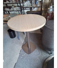 TABLE MANGE DEBOUT PIÈTEMENT MÉTAL PLATEAU ROND BOIS CLAIR 