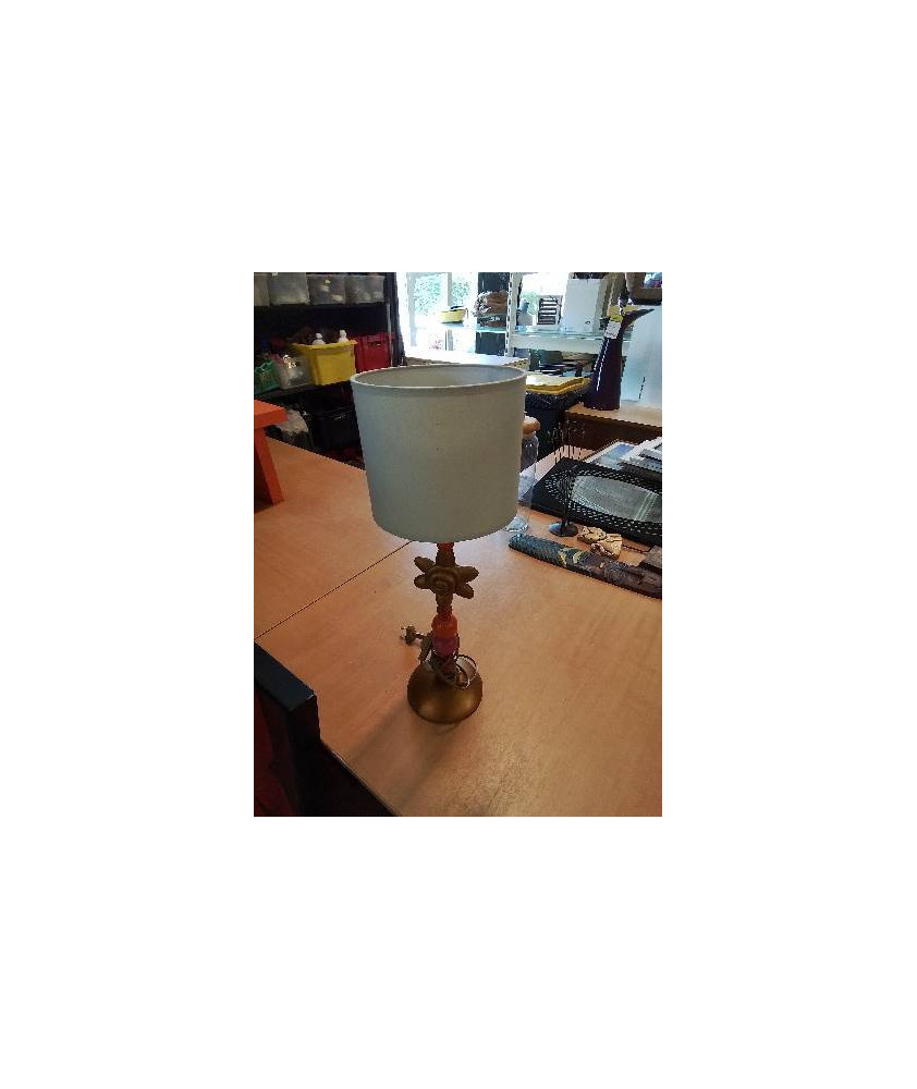 LAMPE RÉSINE DORÉ ORANGE ROSE AJ ECRU