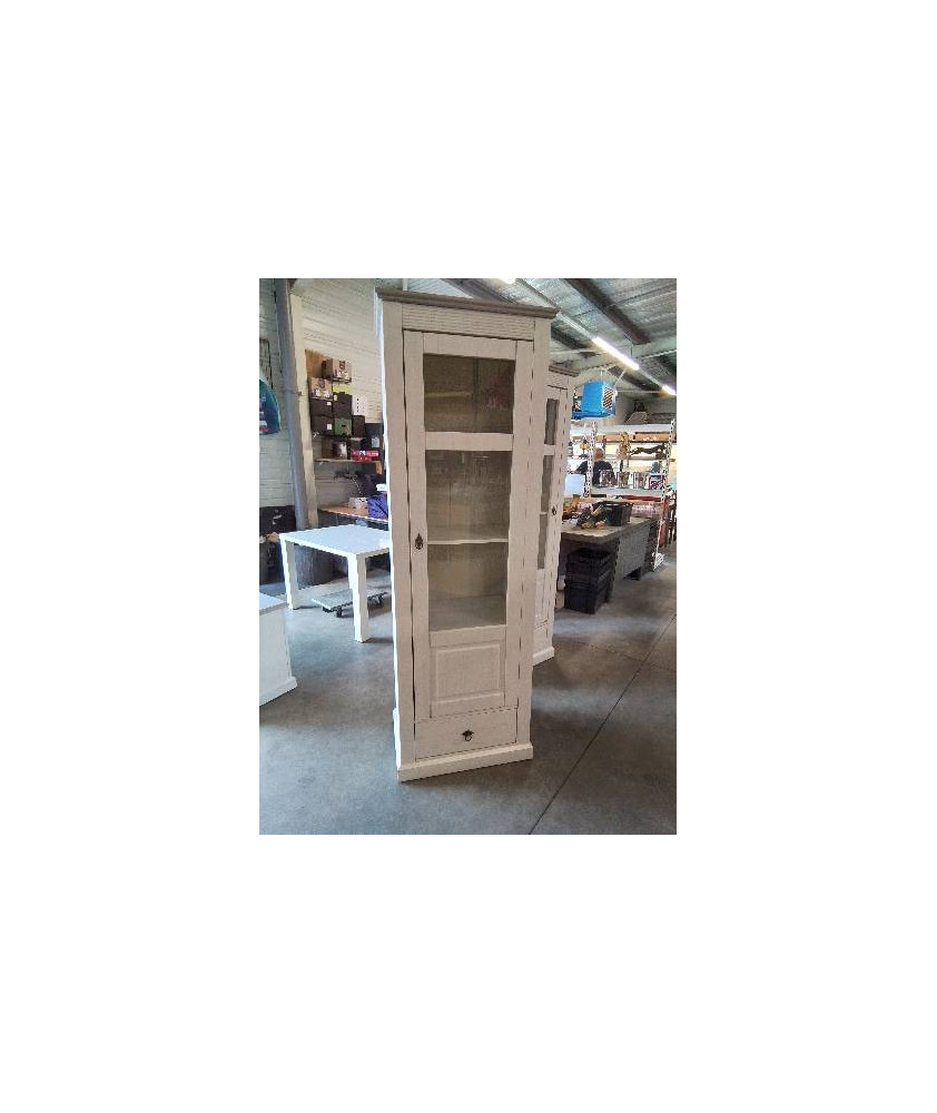 BIBLIOTHÈQUE COLONNE 1 PORTE 1 TIROIR BOIS BLANC 