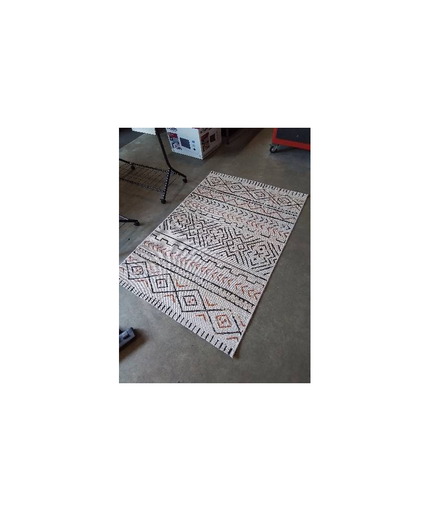 TAPIS ECRU NOIR ORANGÉ 170X120CM
