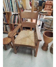 FAUTEUIL CHÊNE CLAIR PAILLÉ DOSSIER 2 BARREAUX TOUPIES 