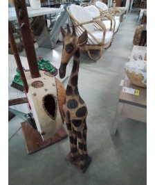 SCULPTURE BOIS GIRAFE 81CM