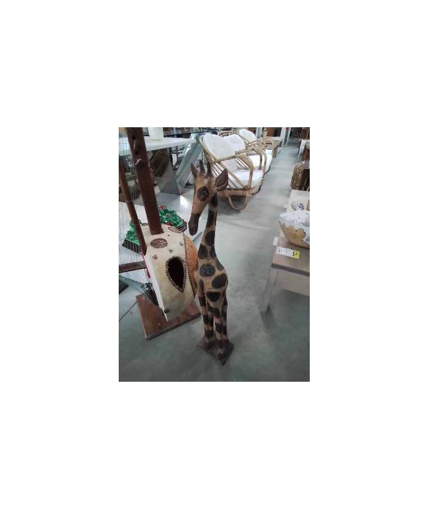 SCULPTURE BOIS GIRAFE 81CM