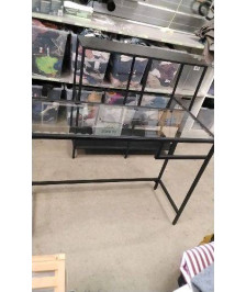 BUREAU FER NOIR DESSUS VERRE 