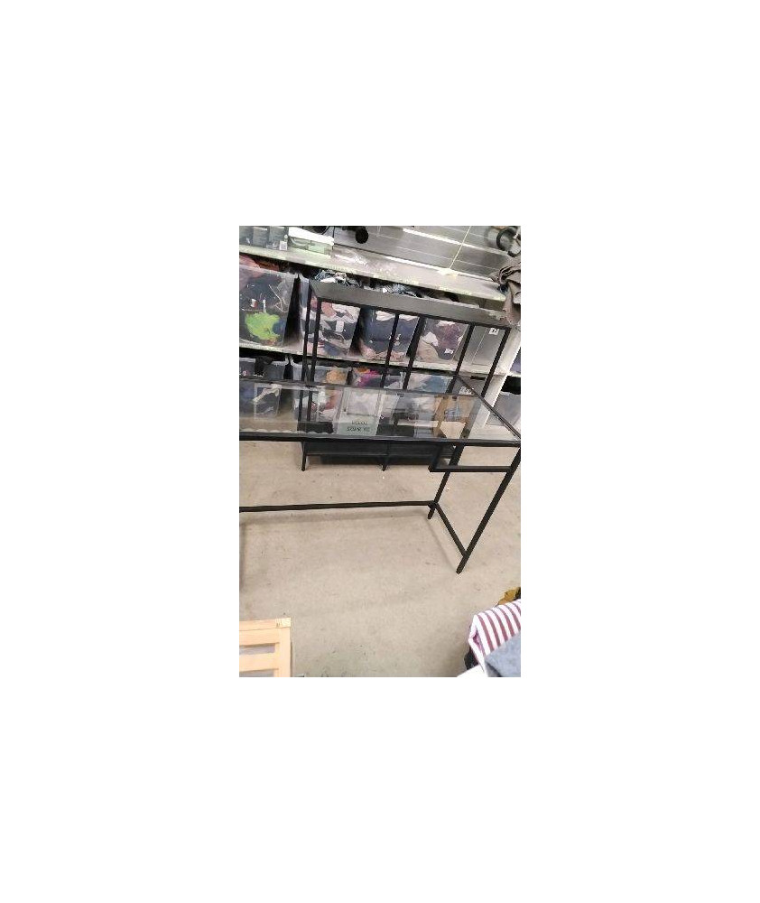 BUREAU FER NOIR DESSUS VERRE 