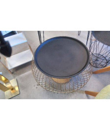 TABLE BASSE BOULE DOREE - PLATEAU NOIR/ GM