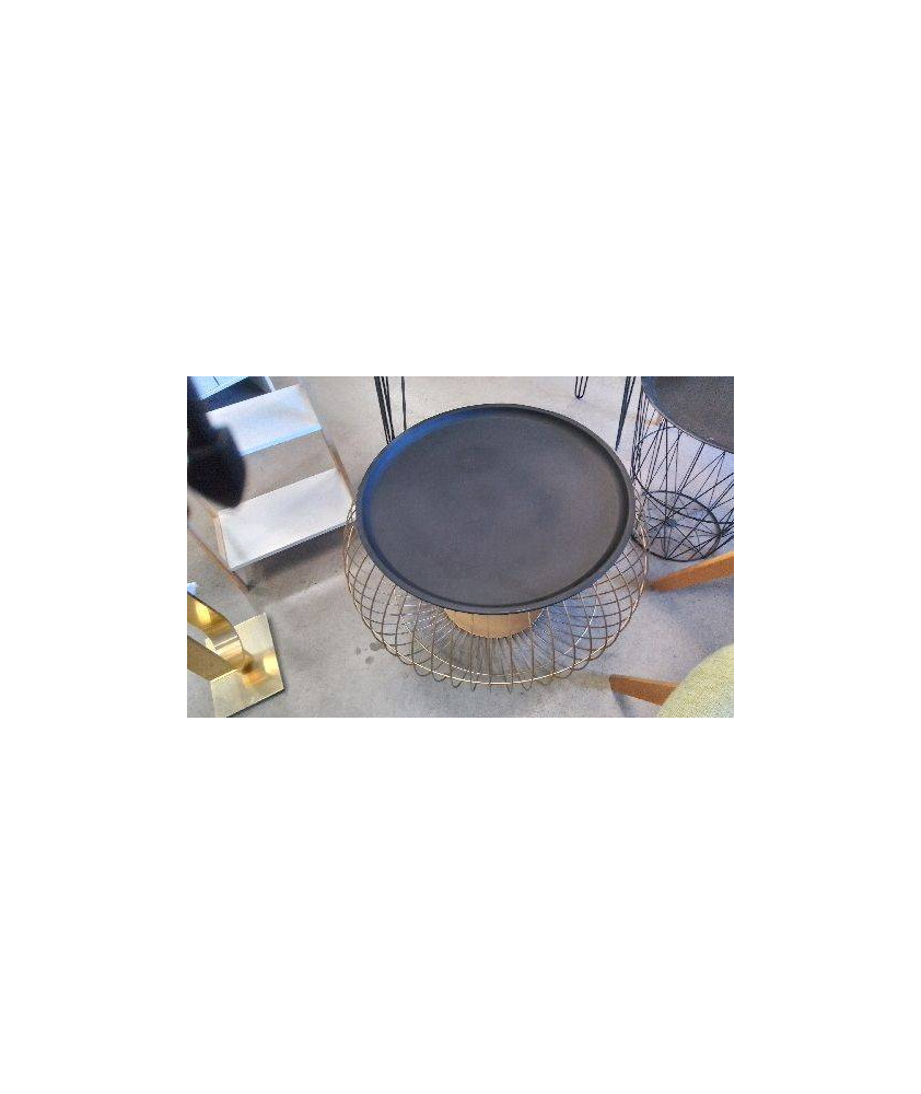 TABLE BASSE BOULE DOREE - PLATEAU NOIR/ GM
