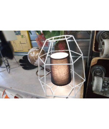 LAMPE A POSER METAL BLANC- ABAT JOUR NOIR
