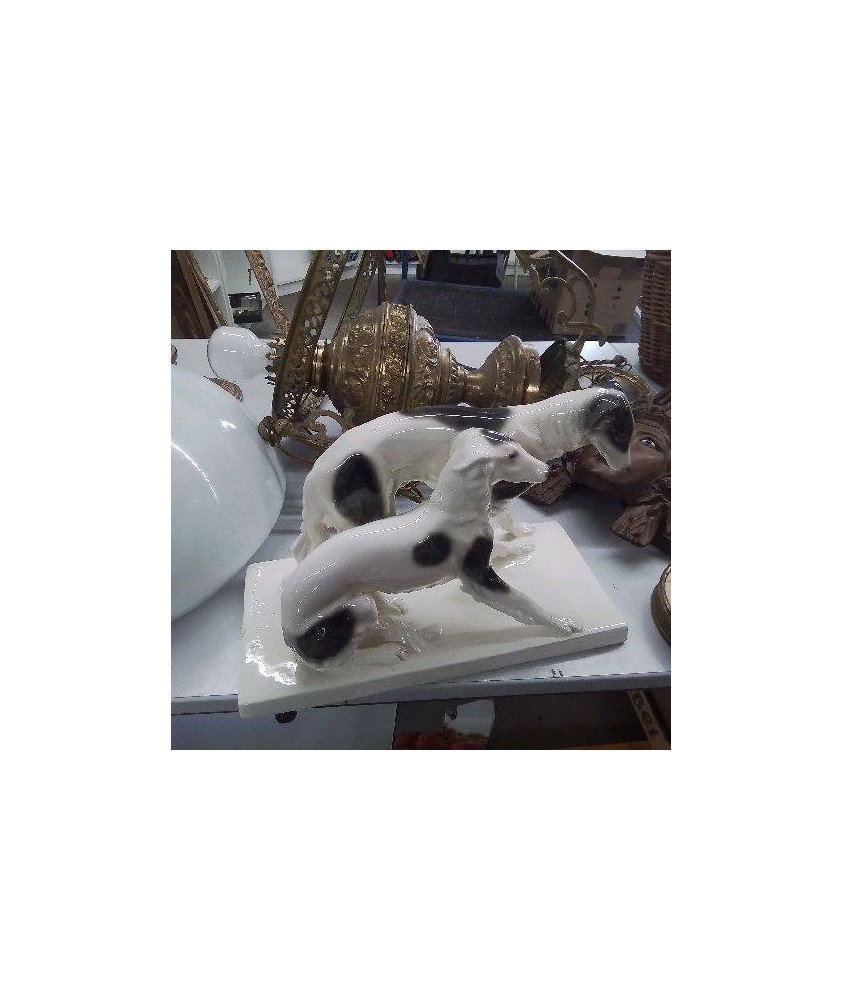 PAIRE DE CHIENS EN FAIENCE 