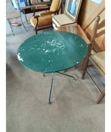 TABLE RONDE JARDIN TRIPODE FER FORGÉ PEINT VERT