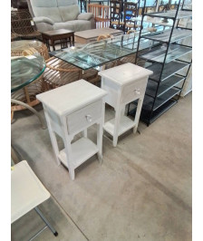 CHEVET BOIS BLANC 1 TIROIR TAUPE 
