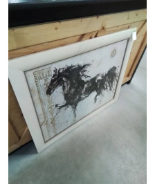 TABLEAU CHEVAL CADRE BLANC