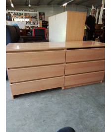COMMODE 6 TIROIRS BOIS CLAIR EN L\'ÉTAT 