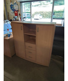 BUFFET BOIS CLAIR 2 PORTES 3 TIROIRS 2 NICHES 