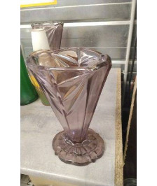 VASE VERRE FUME STYLE ART DECO 