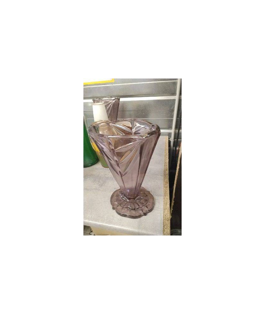 VASE VERRE FUME STYLE ART DECO 