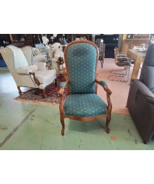 FAUTEUIL VOLTAIRE VERT LOUIS PHILIPPE