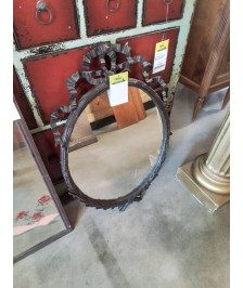 MIROIR OVALE BOIS NOIRCI SCULPTÉ STYLE LOUIS XVI FIN XIXE