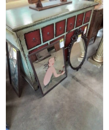 MIROIR RECTANGULAIRE DÉCOR FEMME AU CHAPEAU 