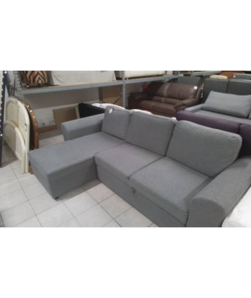 SALON D ANGLE TISSU GRIS CONVERTIBLE COFFRE REVERSIBLE SALON D ANGLE TISSU GRIS CONVERTIBLE COFFRE REVERSIBLE