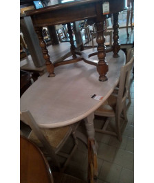 TABLE OVALE CERUSEE CHENE +2 ALLONGES