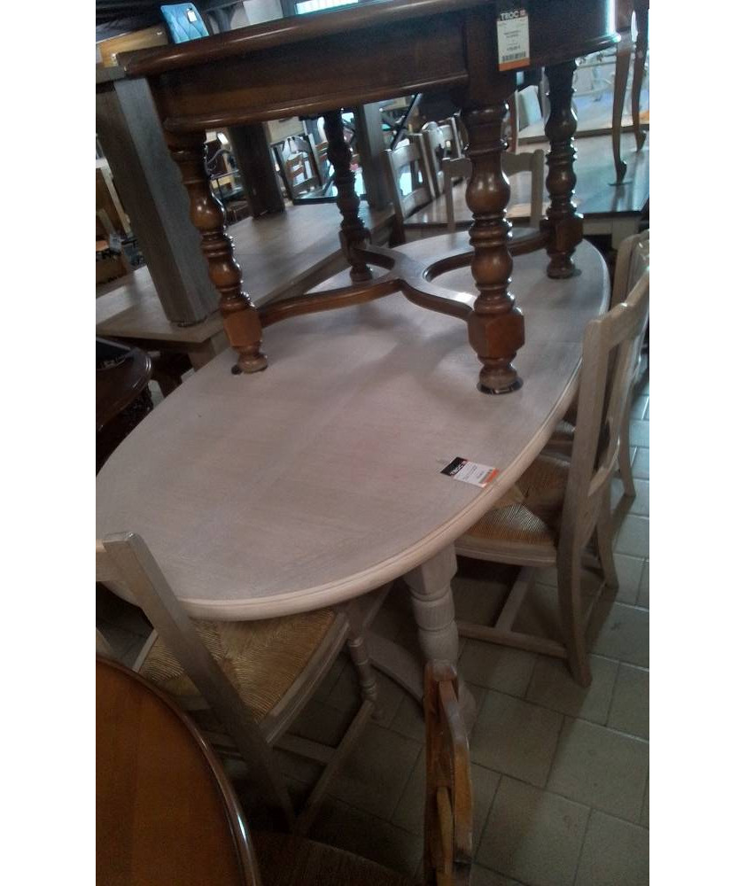 TABLE OVALE CERUSEE CHENE +2 ALLONGES TABLE OVALE CERUSEE CHENE +2 ALLONGES
