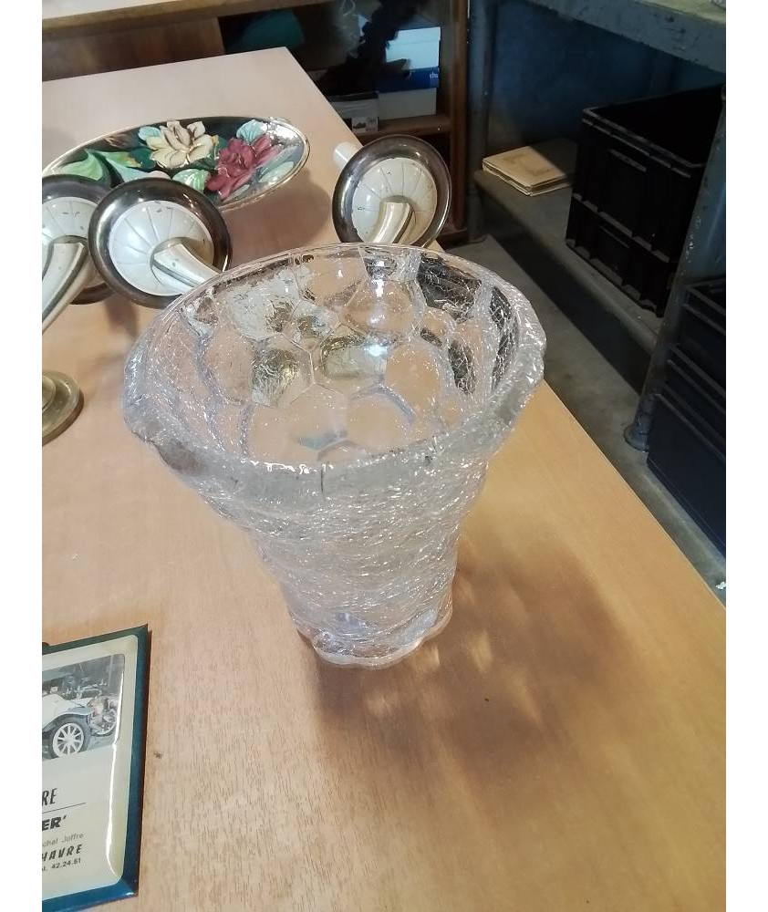 VASE VERRE CRAQUELÉ 17CM