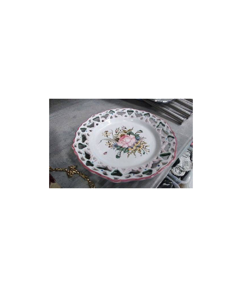 DECO ASSIETTE FLEURS ROSE 