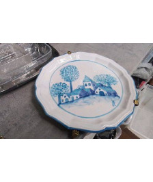 DECO ASSIETTE PAYSAGE BLEU 