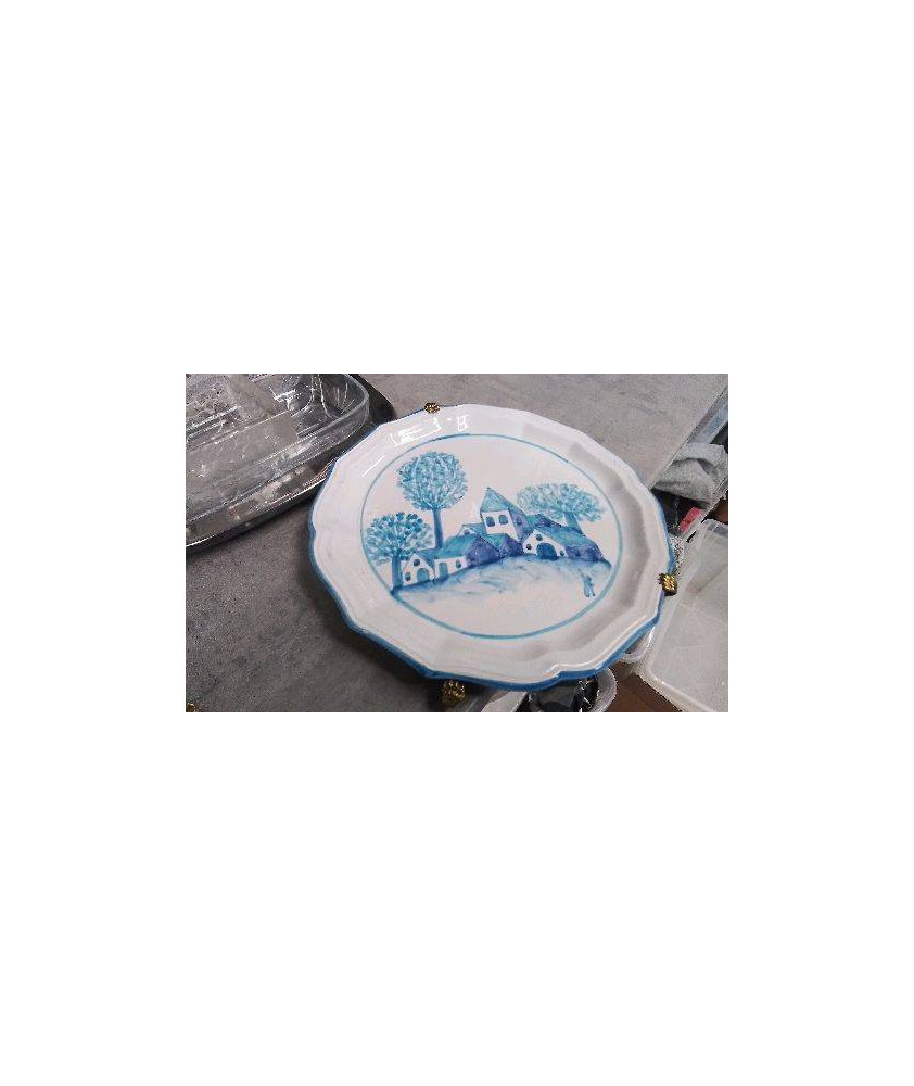 DECO ASSIETTE PAYSAGE BLEU 