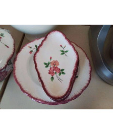 PAIRE DE RAVIER ROSE EN FAIENCE MOTIF FLORAL 