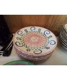 LOT DE 6 ASSIETTES PLATES TERRE CUITE 