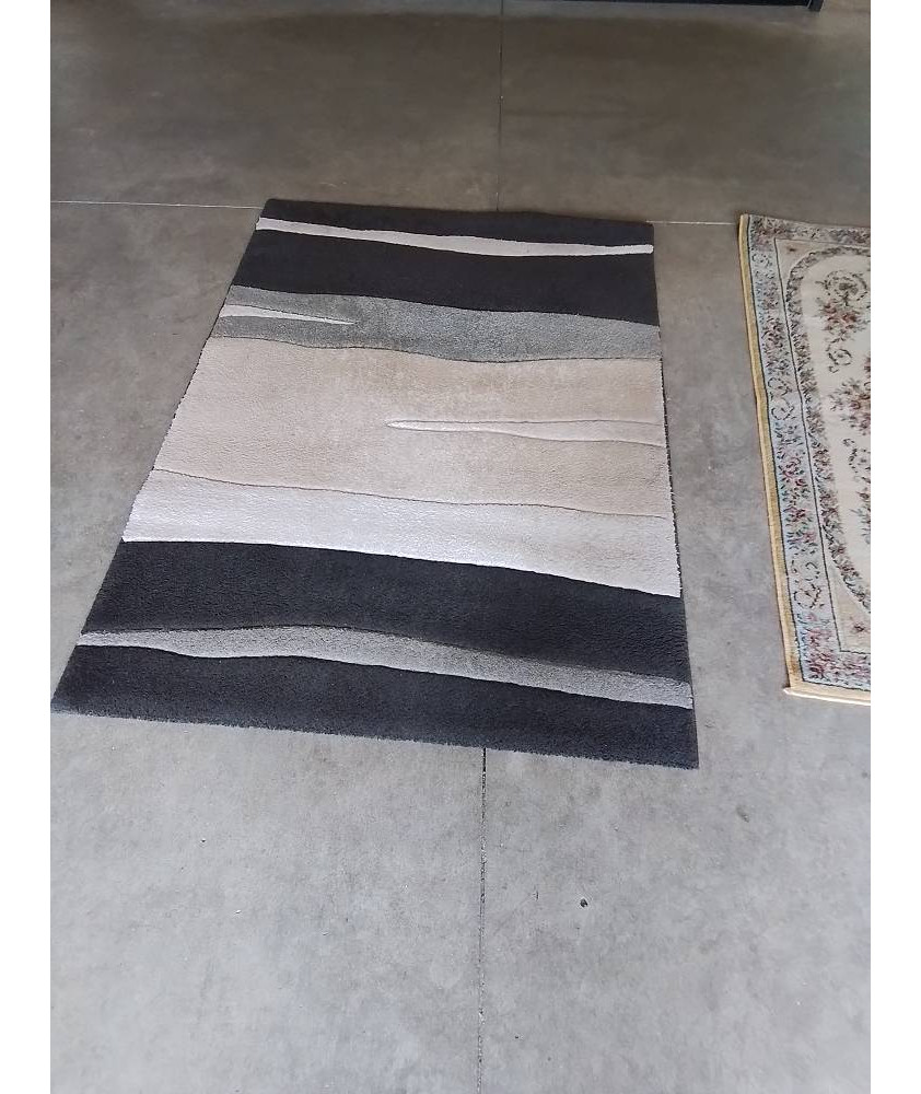 TAPIS BEIGE ET NOIR GRIS 120X170