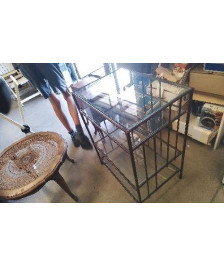MEUBLE ETAGERE FER FORGE VERRE