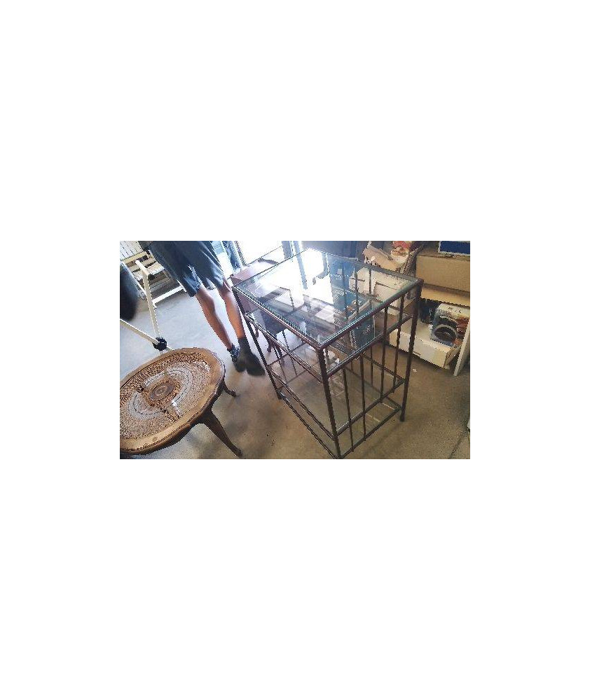 MEUBLE ETAGERE FER FORGE VERRE