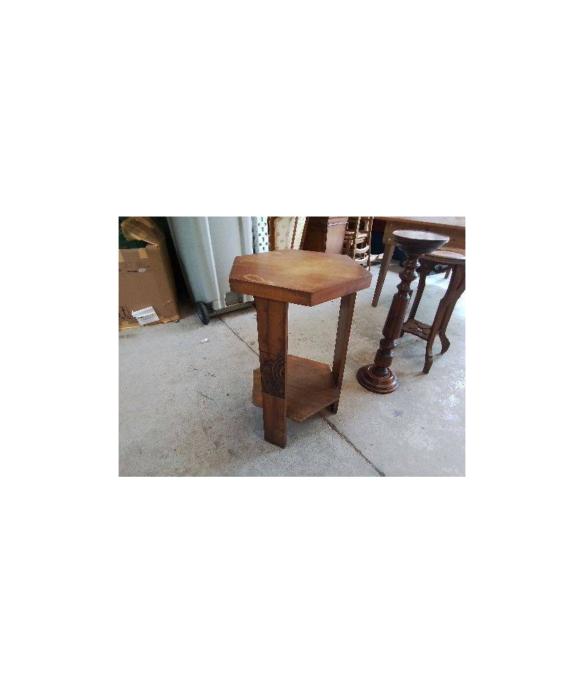 GUERIDON ART DECO EN NOYER HEXAGONALE